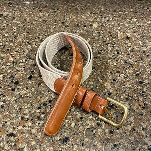 Vintage Coach Linen Leather Woven 3810 Slim Brass Buckle Belt Size 34